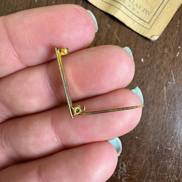 TWO Antique 10k Rolled Yellow Gold Eden Modiste Cuff Collar Pins - Picture 6 of 6